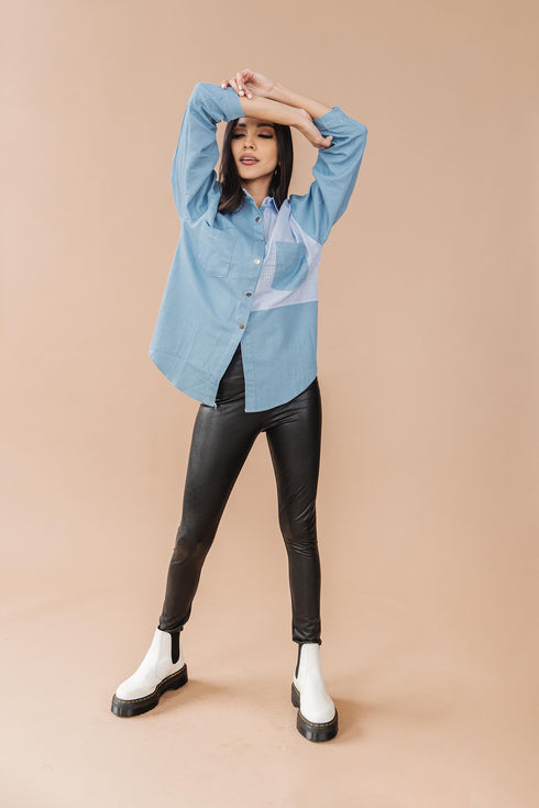 Hailey Denim Button-Up Top